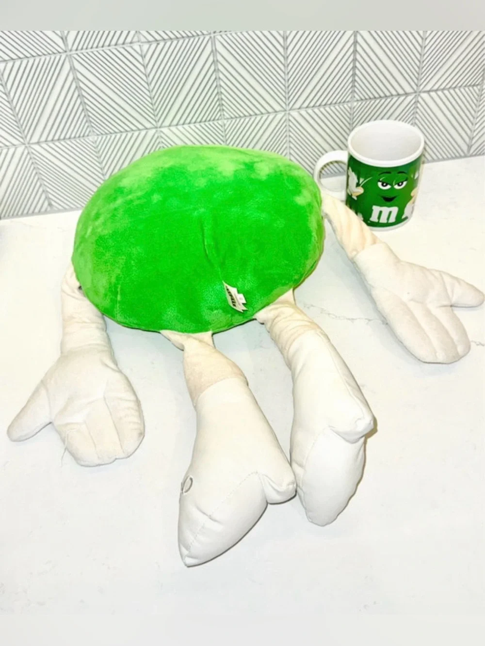 Large Green M&M’s Girl Plush Doll AND VTG Coffee Mug